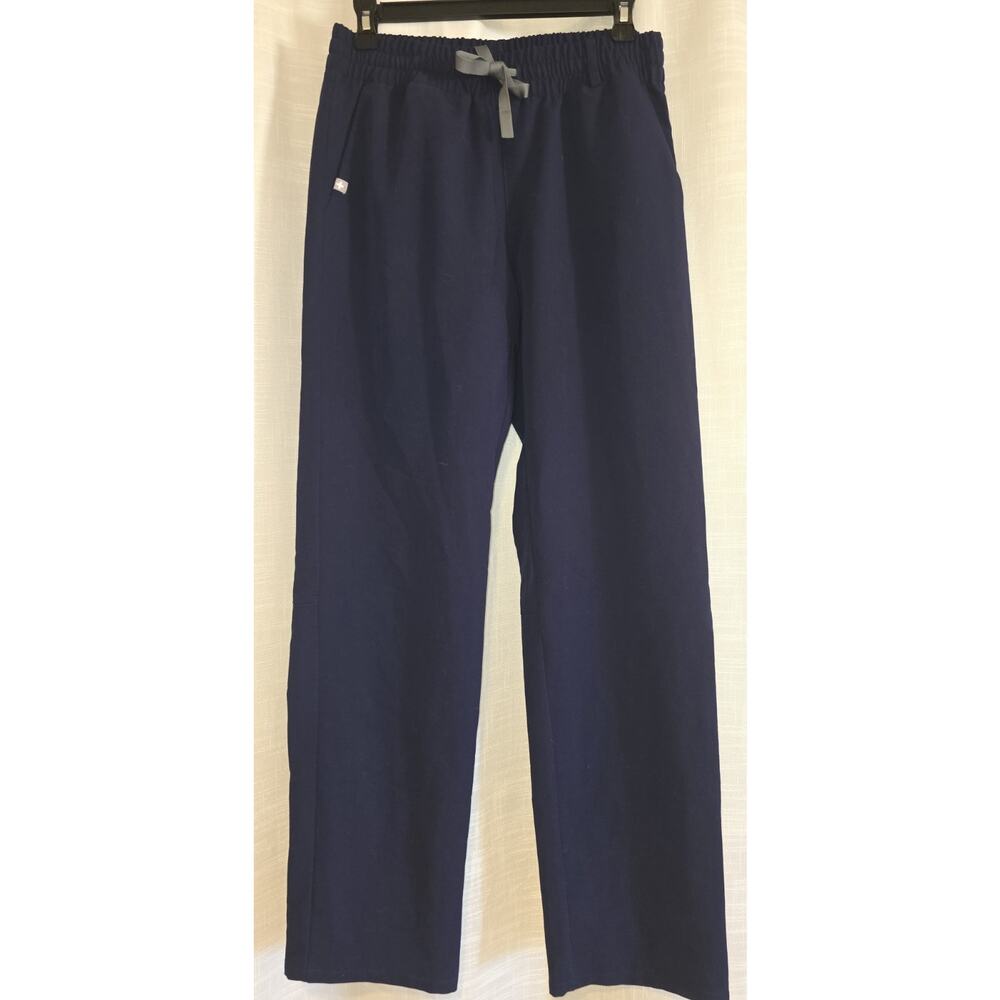 Figs Women's Straight Leg Scrub Pants in Navy with Gray Drawstring